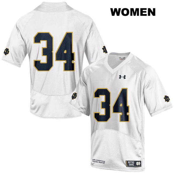 Women's NCAA Notre Dame Fighting Irish #34 Jahmir Smith Stitched College Under Armour Authentic White No Name Football Jersey FN10I66TN